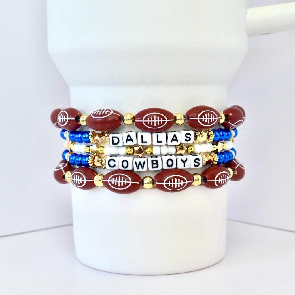Dallas Cowboys Bracelet Collection: Football Bracelets with Gold, Blue and White Accents