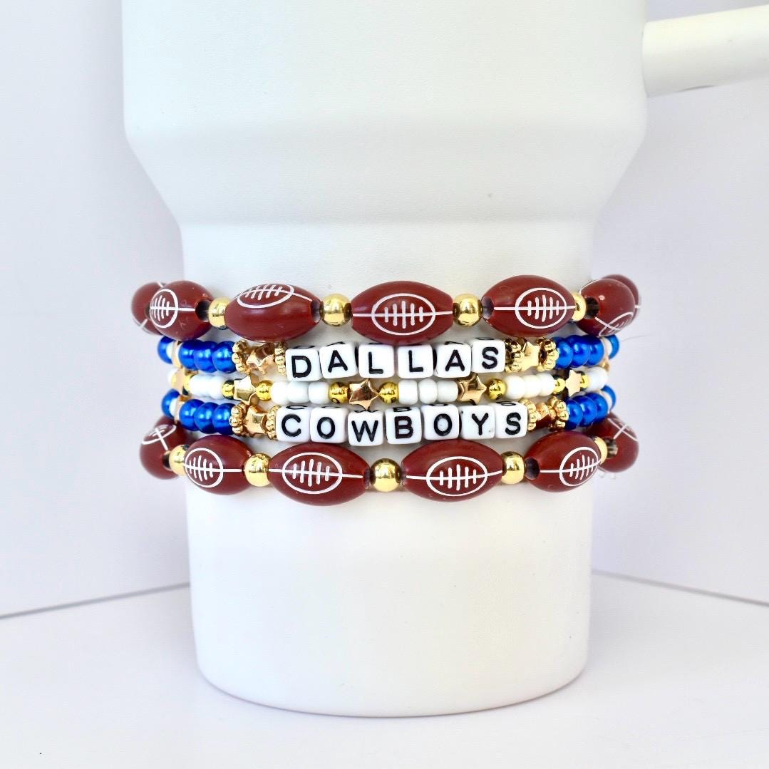 Dallas Cowboys Bracelet Collection: Football Bracelets with Gold, Blue and White Accents
