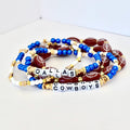 Game Day Tumbler Accessories Custom Beaded Collection Blue White Gold Design Football Theme Style Letter Bead Personalization Team Spirit Display Perfect Fan Gift Cup Enhancement Set Elastic Band Comfort Modern Sports Fashion Statement