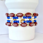 Handcrafted Tumbler Charm Set Custom Beaded Design Collection Blue White Gold Color Scheme Football Theme Accessories Letter Bead Style Game Day Spirit Display Perfect Fan Gift Cup Enhancement Modern Sports Fashion Statement