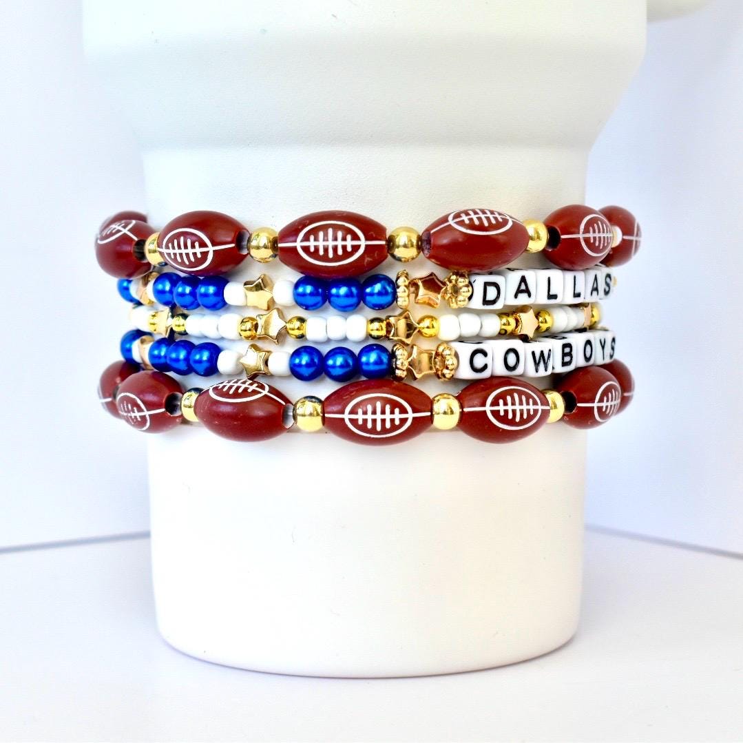 Dallas Cowboys Bracelet Collection: Football Bracelets with Gold, Blue and White Accents