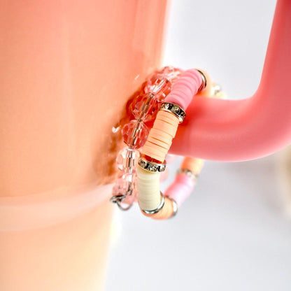 Pink Mesa Sunset Bracelet Collection: Pink, Peach, and Cream Beaded Bracelets