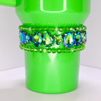 Green Rhinestone Bracelet Set: Emerald and Crystal Beaded Jewelry
