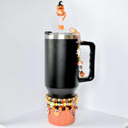 Orange and Black Halloween Straw Charm or Bag Charm