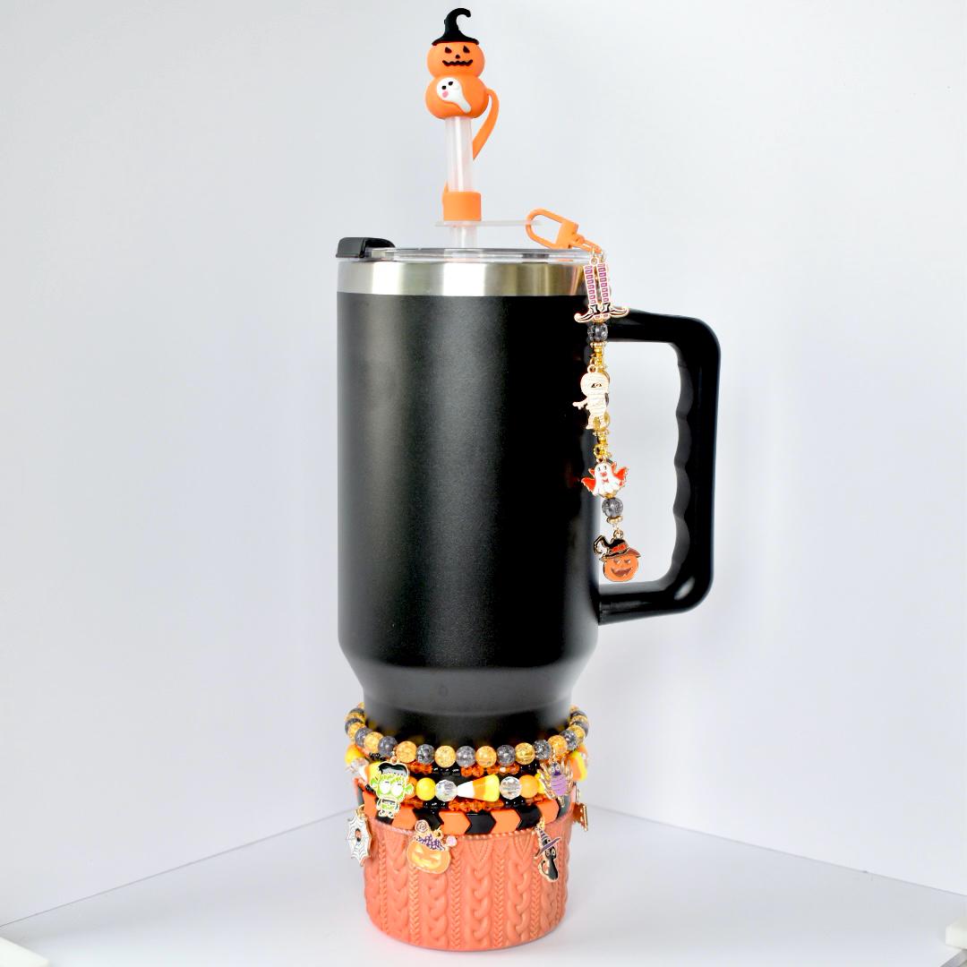 Orange and Black Halloween Straw Charm or Bag Charm