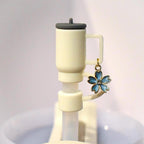 Mini Tumbler Straw Topper: Flower Handle Charm, Silicone Cover