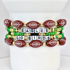 Philadelphia Eagles Football Bracelet Collection: Green Black and Gold Beaded Bracelets