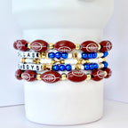Beaded Tumbler Decoration Set Custom Design Collection Blue White Gold Color Scheme Football Theme Accessories Letter Bead Personalization Game Day Spirit Display Perfect Fan Gift Elastic Band Style Drink Cup Enhancement Team Pride