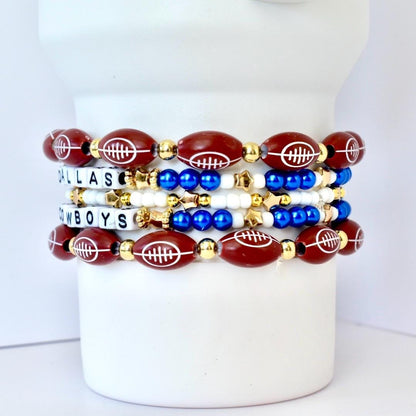 Beaded Tumbler Decoration Set Custom Design Collection Blue White Gold Color Scheme Football Theme Accessories Letter Bead Personalization Game Day Spirit Display Perfect Fan Gift Elastic Band Style Drink Cup Enhancement Team Pride