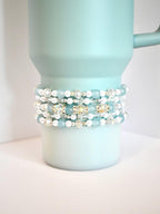 Seafoam Bracelet Collection: Light Blue and Crystal Beaded Bracelets with Silver Accents
