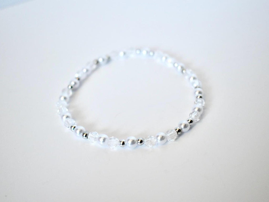 Seafoam Bracelet Collection: Light Blue and Crystal Beaded Bracelets with Silver Accents