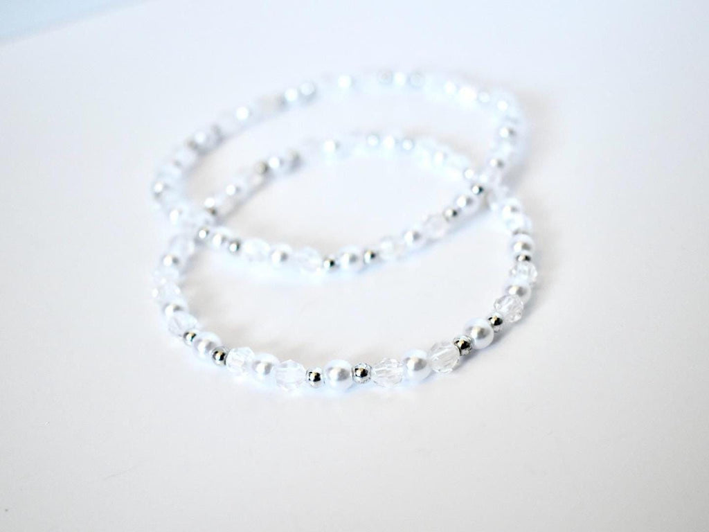 Seafoam Bracelet Collection: Light Blue and Crystal Beaded Bracelets with Silver Accents