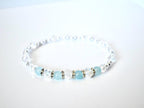 Seafoam Bracelet Collection: Light Blue and Crystal Beaded Bracelets with Silver Accents