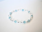 Seafoam Bracelet Collection: Light Blue and Crystal Beaded Bracelets with Silver Accents