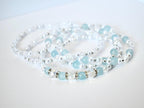 Seafoam Bracelet Collection: Light Blue and Crystal Beaded Bracelets with Silver Accents