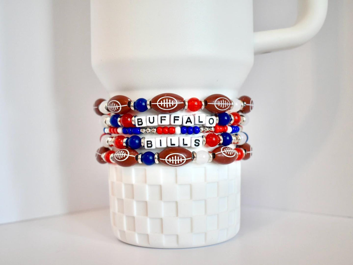 Buffalo Bills Football Bracelet Stack - 5 Piece Set