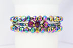 Iridescent Skull Bracelet Stack: Set of 3 Iridescent Crystal Bracelets, Gothic Punk Jewelry