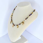 Charm Necklace: Boho Gold Crown, Heart & Leaf