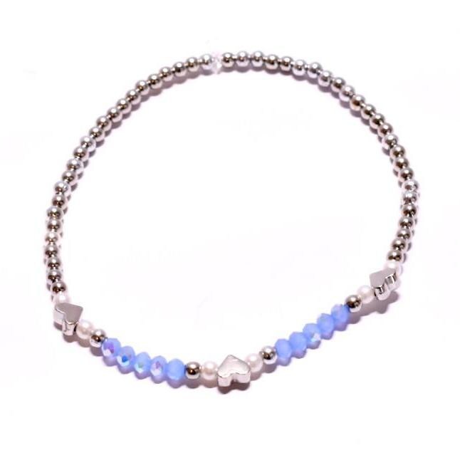 Dreamscape Bracelet Stack: Sky Blue with Pearl and Silver Accents