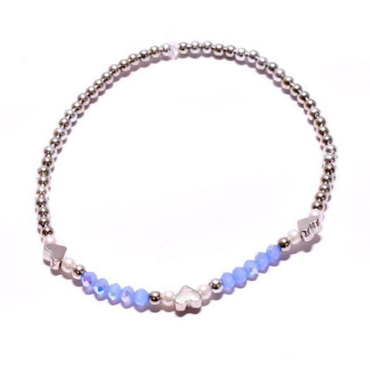 Dreamscape Bracelet Stack: Sky Blue with Pearl and Silver Accents