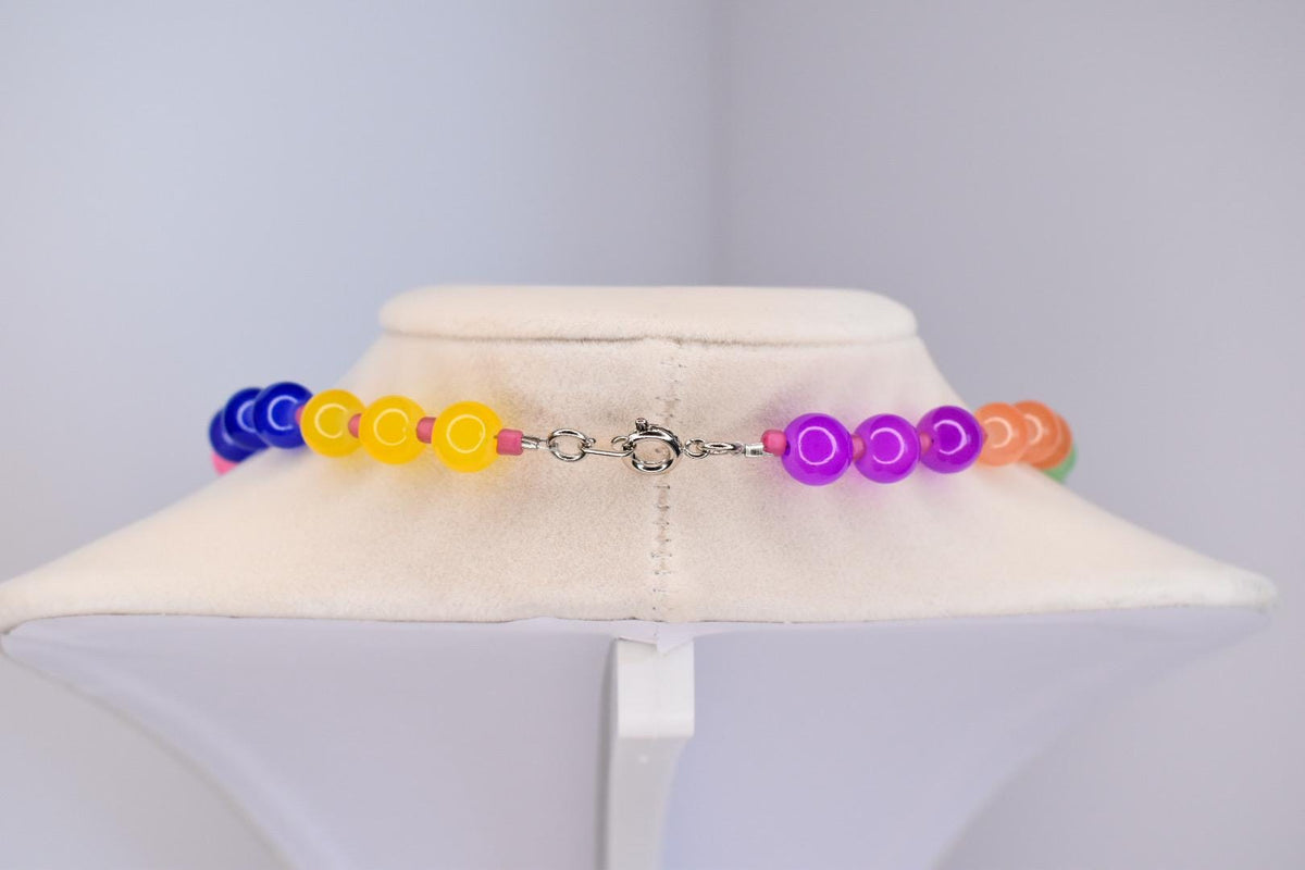 Color Pop Beaded Necklace with Flower Charm