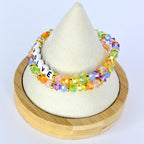 Colorful Beaded Bracelet Set: Pastel Crystal and Gold Accents