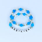 Blue and Crystal Beaded Name or Word Bracelet Set
