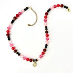 Red & Pink Glass Beaded Necklace: Handmade Jewelry Gift