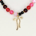 Red & Pink Glass Beaded Necklace: Handmade Jewelry Gift