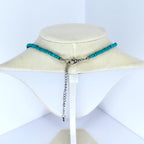 Turquoise seed bead necklace with adjustable silver chain and lobster clasp – handmade minimalist jewelry.