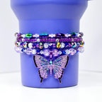 Purple Butterfly Charm Tumbler Bracelet Collection