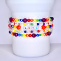 Pride Tumbler Jewelry Rainbow Beaded Bracelet Custom Letter Design Band Collection Elastic Strap Holder Bottle Identification Accessory Stanley Cup Compatible Personalized Gift Idea Clear Crystal Beads Stretchy Band Drink Identity Marker