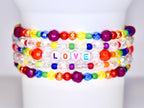 Pride Tumbler Jewelry Rainbow Beaded Band Bottle Holder Design Clear Crystal Beads Elastic Strap System Universal Cup Fit Personalized Drink Marker Modern Style Statement Multiple Size Options Gift Idea