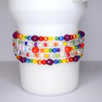 Pride Tumbler Jewelry Crystal Beaded Accessory Band Collection Custom Letter Design Rainbow Pattern Details Elastic Strap System Universal Cup Holder Modern Style Statement Personalized Gift Essential Multiple Size Options Identity Marker