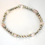 Tea Rose Tile Bracelet Collection: Peach Pink and Silver Beaded Bracelets