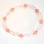 Tea Rose Tile Bracelet Collection: Peach Pink and Silver Beaded Bracelets