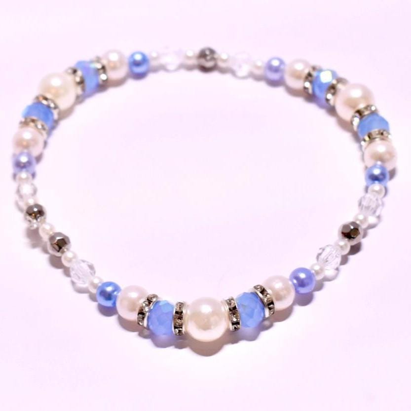 Dreamscape Bracelet Stack: Sky Blue with Pearl and Silver Accents