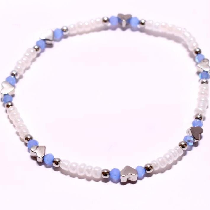 Dreamscape Bracelet Stack: Sky Blue with Pearl and Silver Accents