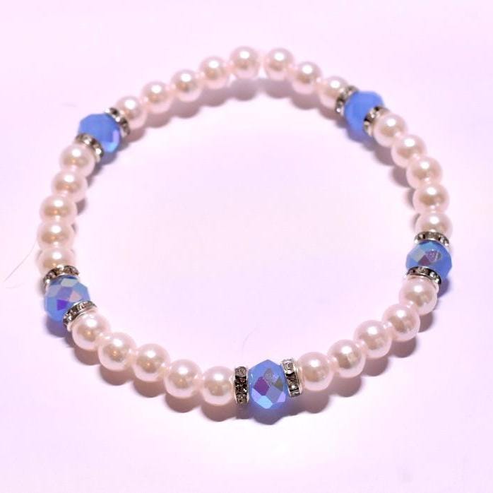 Dreamscape Bracelet Stack: Sky Blue with Pearl and Silver Accents