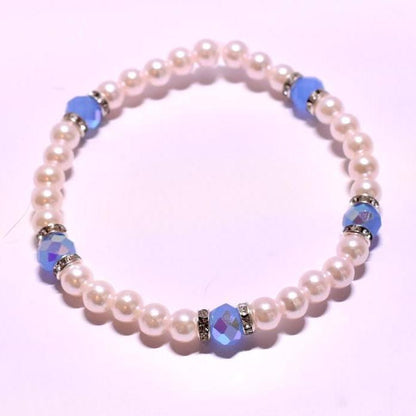 Dreamscape Bracelet Stack: Sky Blue with Pearl and Silver Accents
