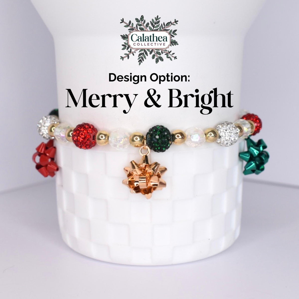 Christmas Bracelet Collection: Red and Green Sparkle Mini Bow Charm Bracelets
