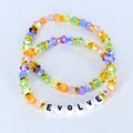 Colorful Beaded Bracelet Set: Pastel Crystal and Gold Accents