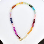 Colorful Necklace with Rondelle Beads and Gold Clasp