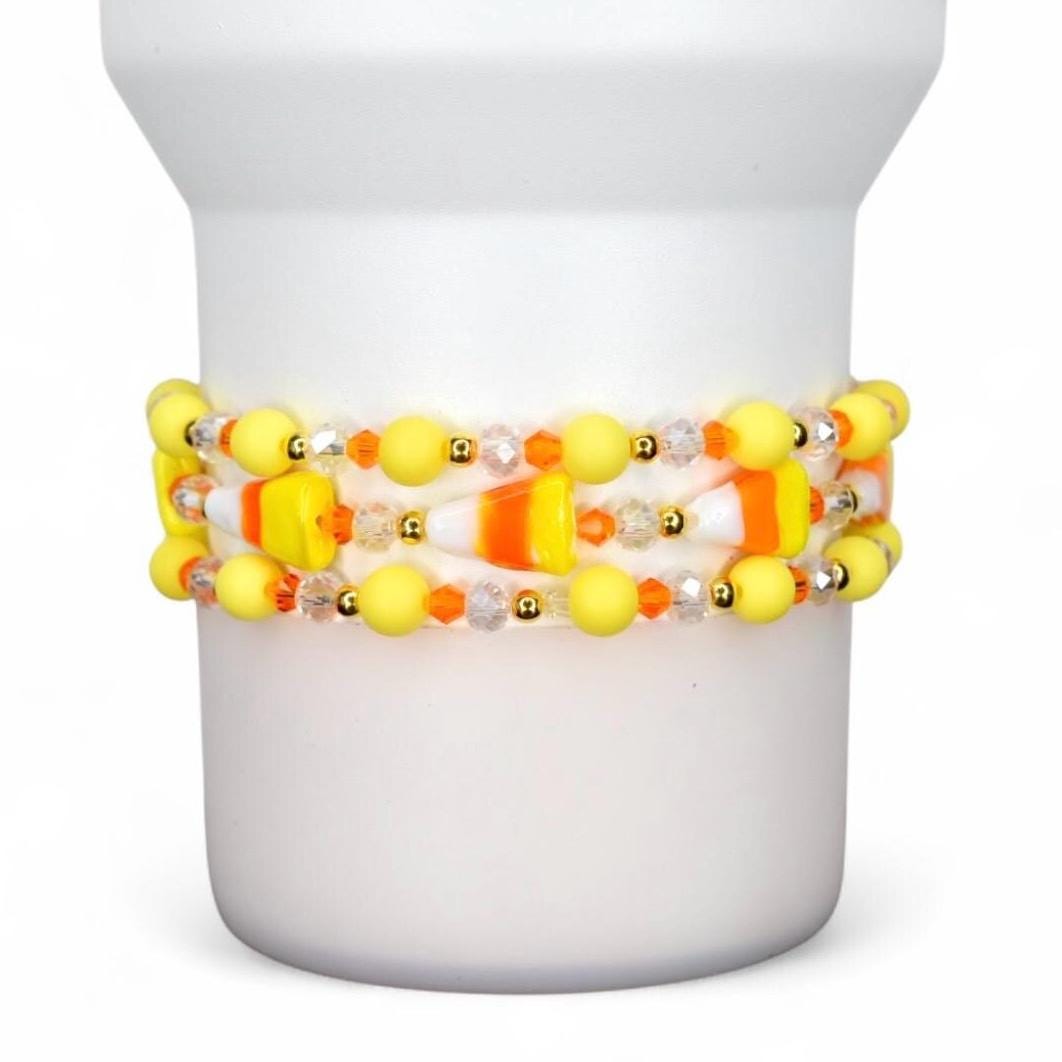 Candy Corn Beaded Bracelet Stack - 3 Piece Set
