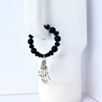Gothic Halloween Tumbler HANDle Charm with Skeleton Hand
