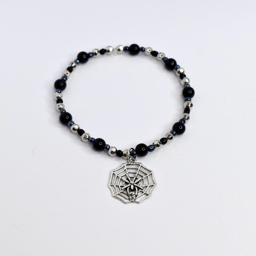 Deadly Damask Bracelet Collection: Black Gray and Silver Spooky Charm Bracelets