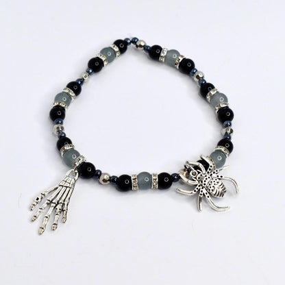 Deadly Damask Bracelet Collection: Black Gray and Silver Spooky Charm Bracelets