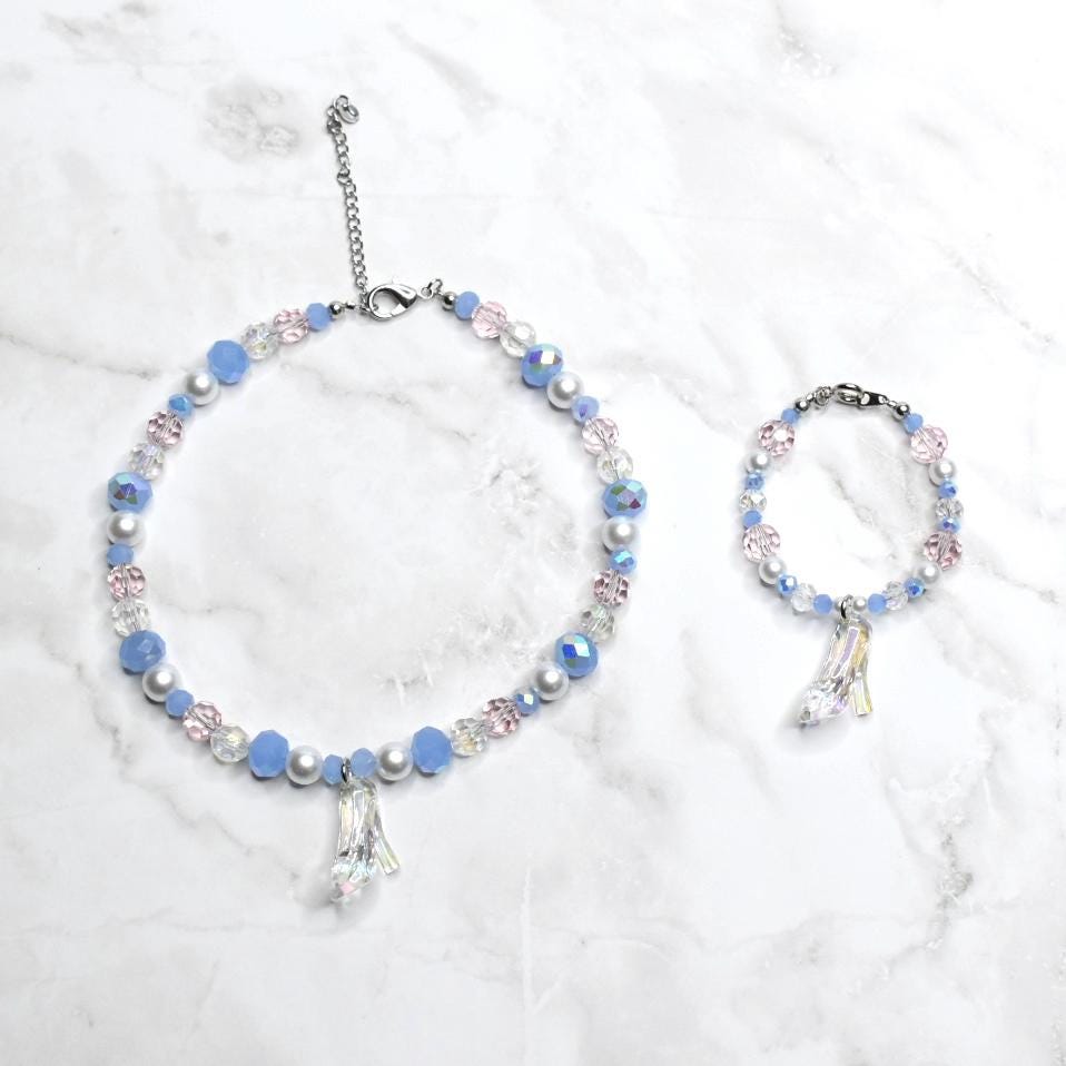 Blue and Pink Crystal Heart Charm Necklace – Dress Up Jewelry