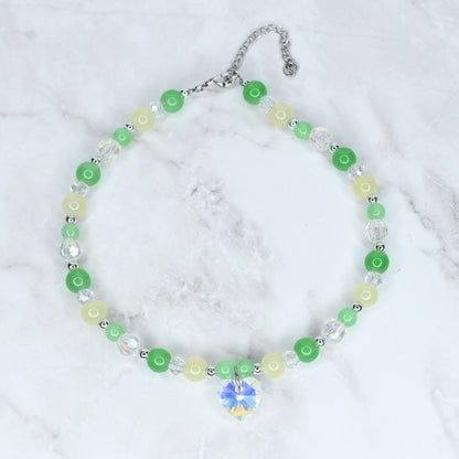 Green Yellow and Crystal Heart Charm Princess Necklace – Dress Up Jewelry