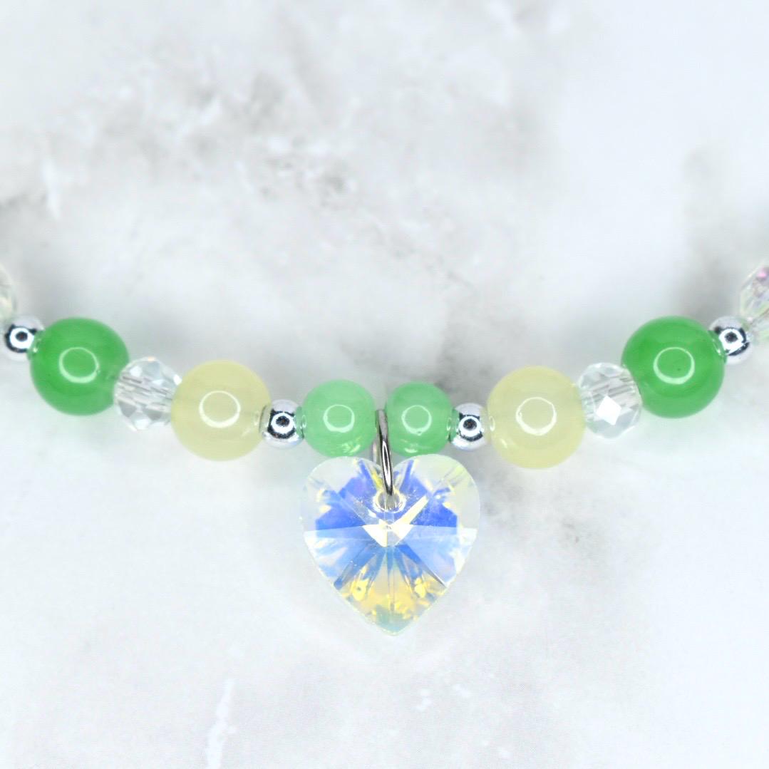 Green Yellow and Crystal Heart Charm Princess Necklace – Dress Up Jewelry